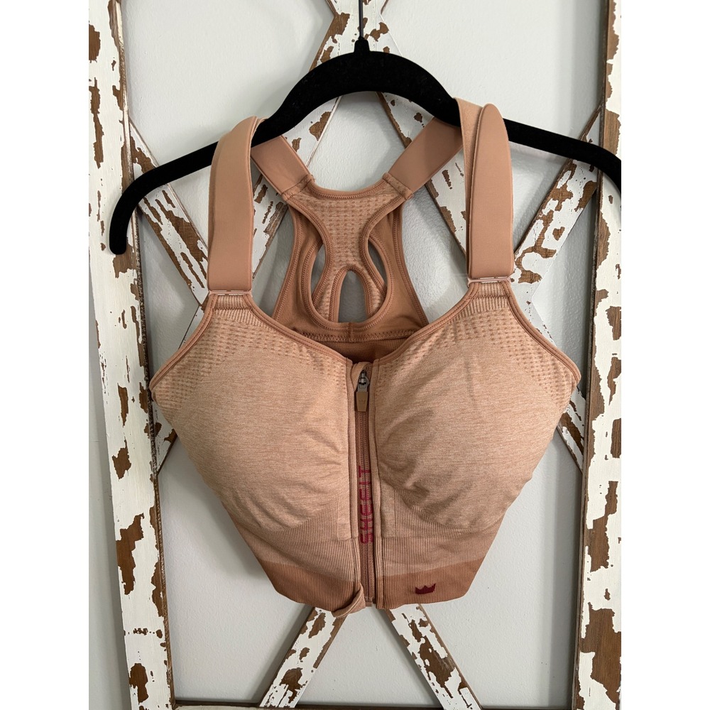 Front-Zip Nude Sports Bra - Unbranded